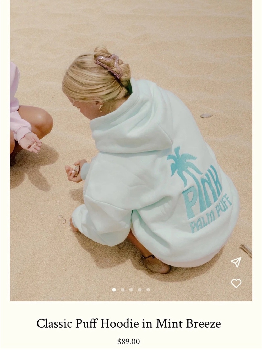 Pink Palm Puff Classic Puff Hoodie - Mint Breeze - Picture 2 of 2